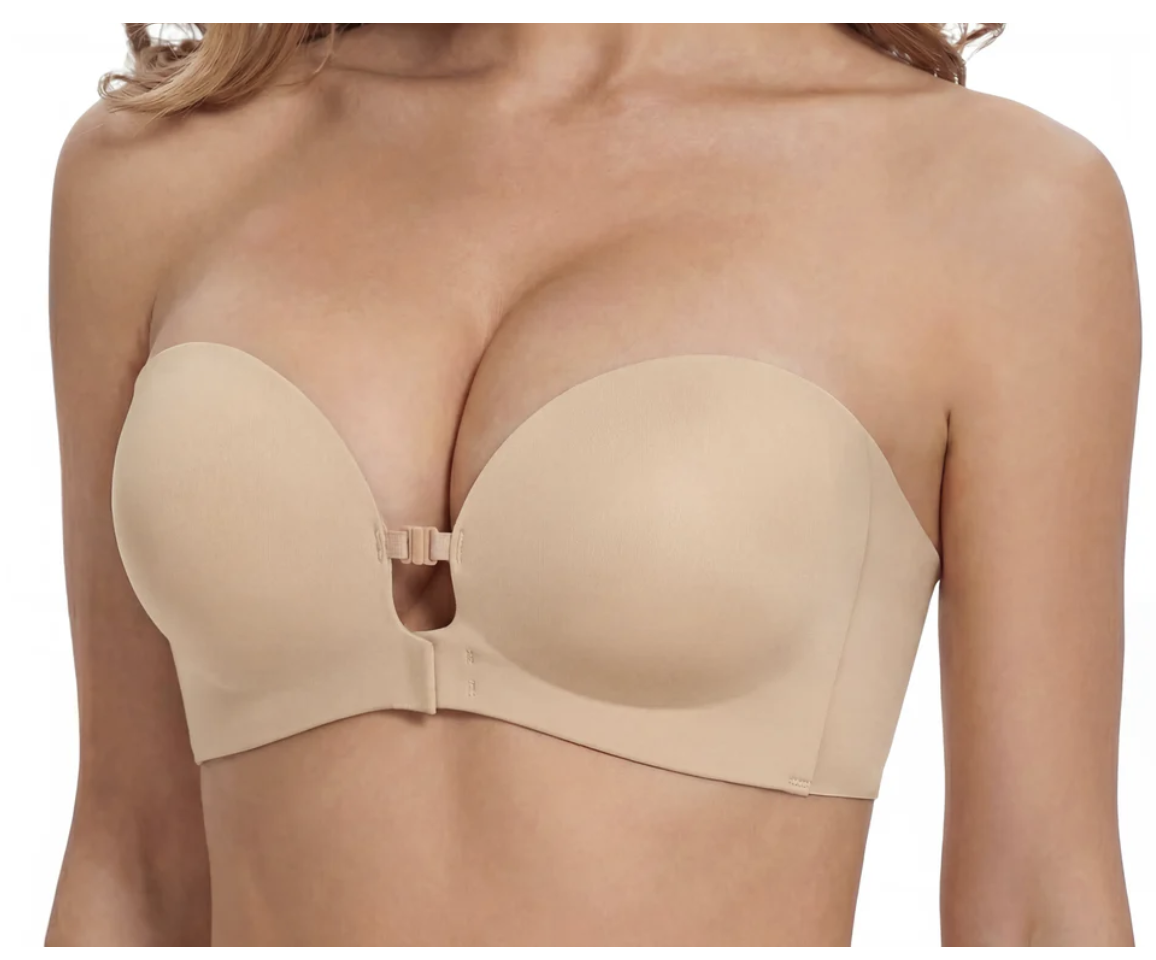 Front Closure Strapless Bras for Women Seamless Push up Brassiere Thick Soft Underwear Solid Color Adjustable Invisible Lingerie