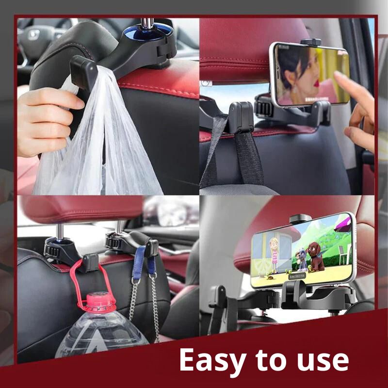 CarHook™ - Clothes hook and phone holder for car headrest