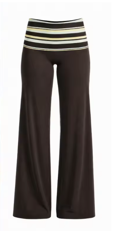 Y2K style 2-piece set for women, striped square-neck cropped top and high-waisted wide-leg pants, casual women’s streetwear outfit.